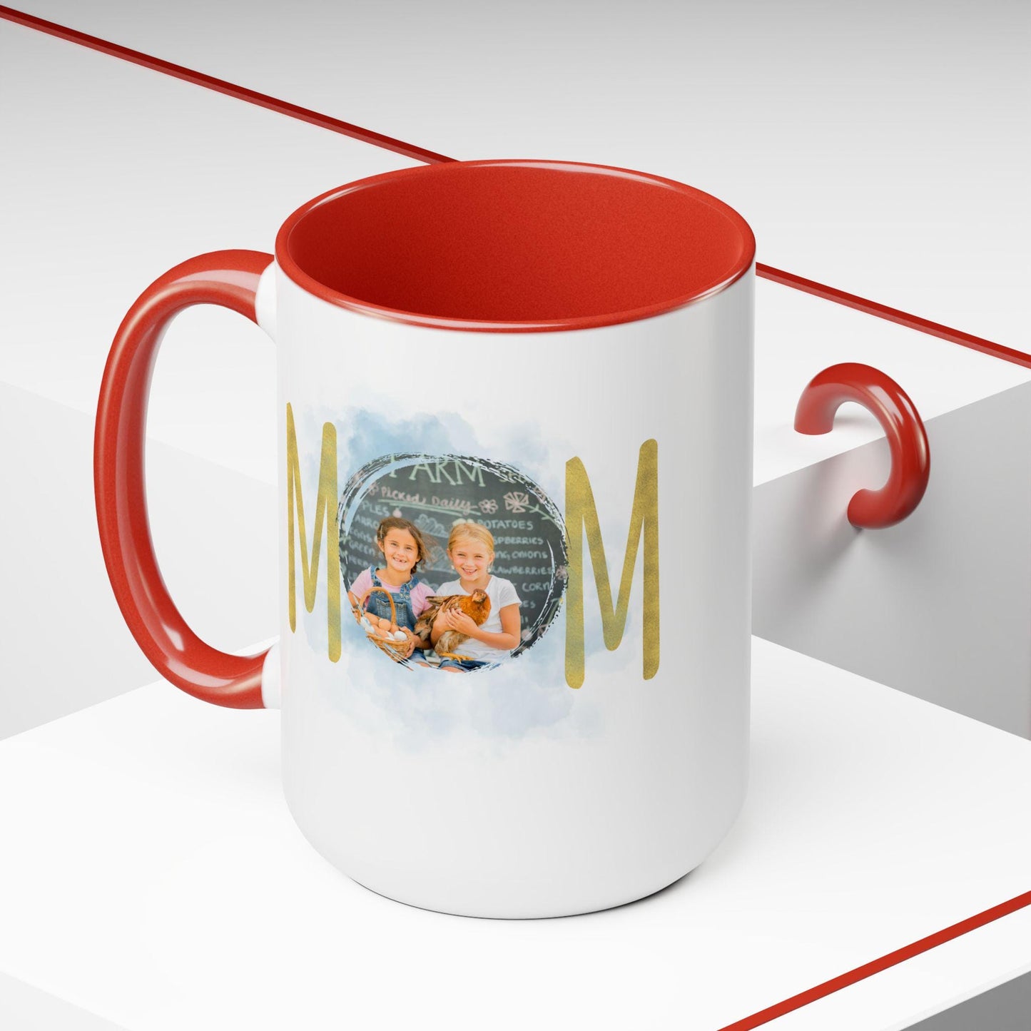Personalized Mom mug, Birthday gift, Christmas gift, Two-Tone Coffee Mugs, 15oz