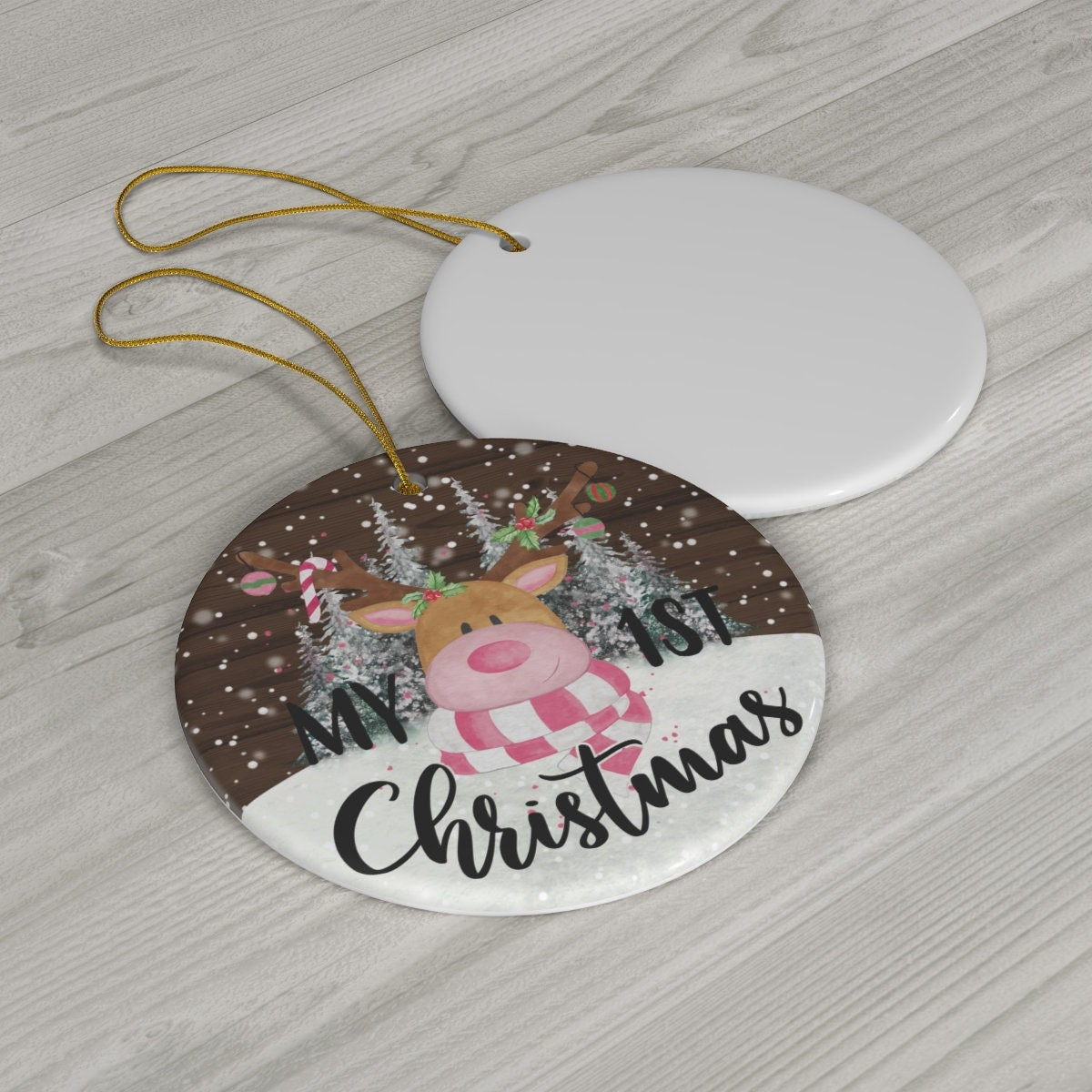 Girls My first Christmas Ceramic Ornament, 4 Shapes