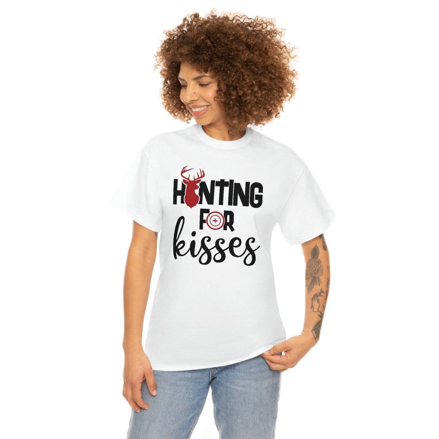 Hunting for Kisses, Hunting for kisses funny shirt, Valentines day Tee, Boy Valentine Tee, Girl Valentine, Unisex Heavy Cotton Tee