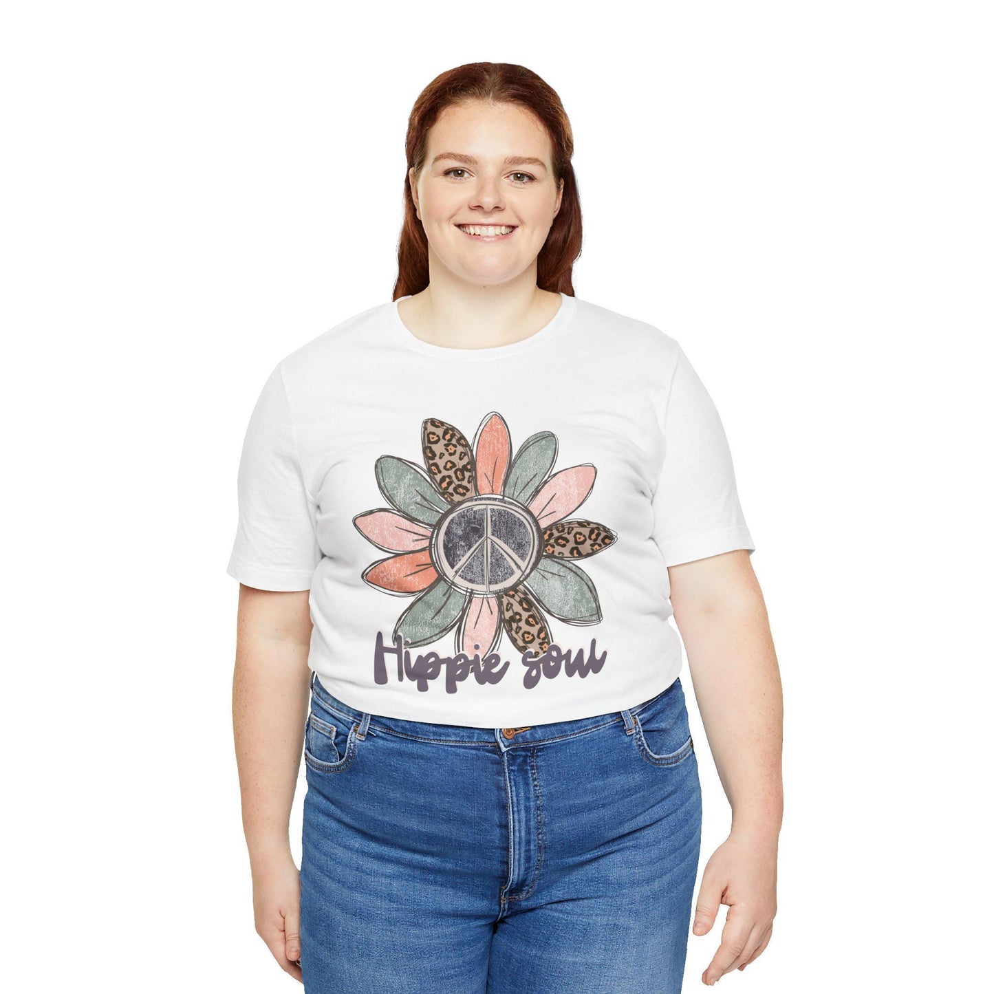 Peace sign, Flower, hippie, Unisex Jersey Short Sleeve Tee