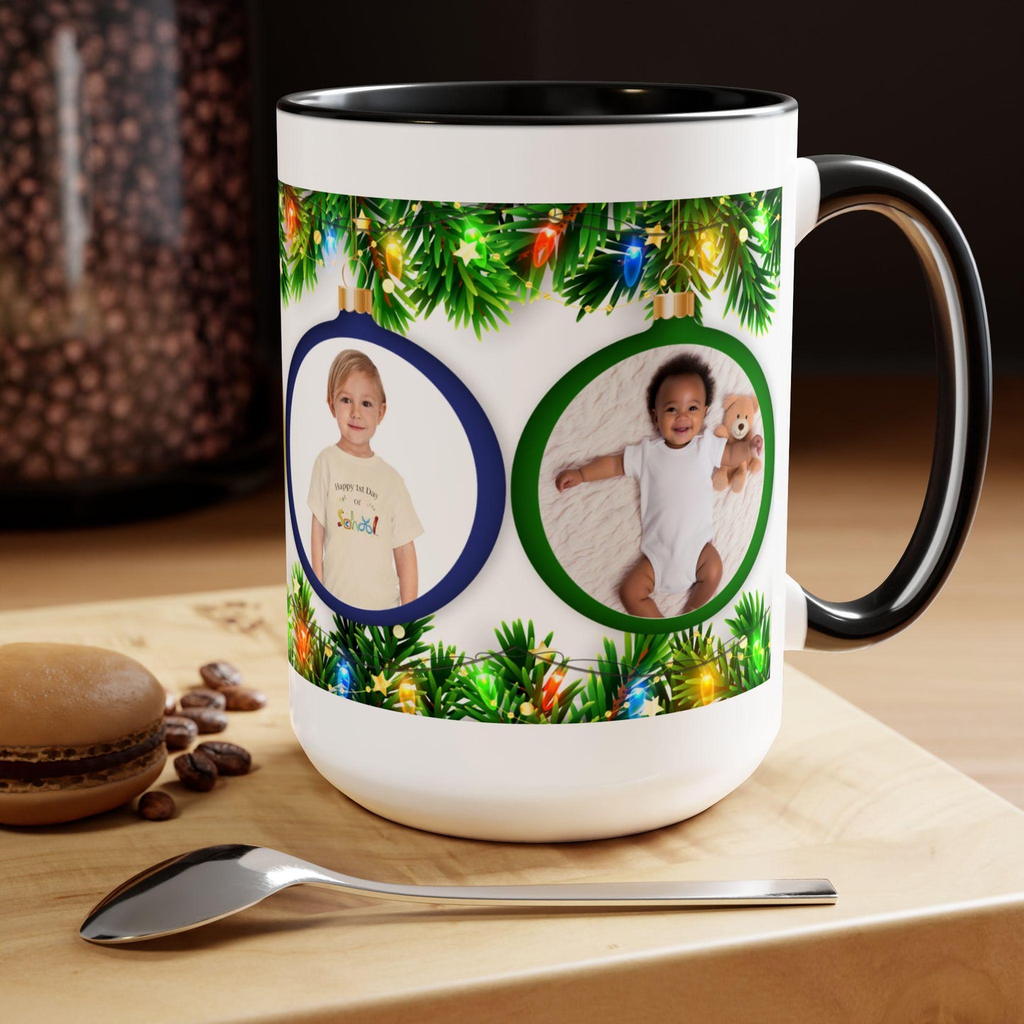 Personalized Photo Coffee Mug, Custom Two-Tone Ceramic Mug, 15oz