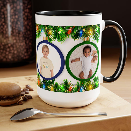 Personalized Photo Coffee Mug, Custom Two-Tone Ceramic Mug, 15oz