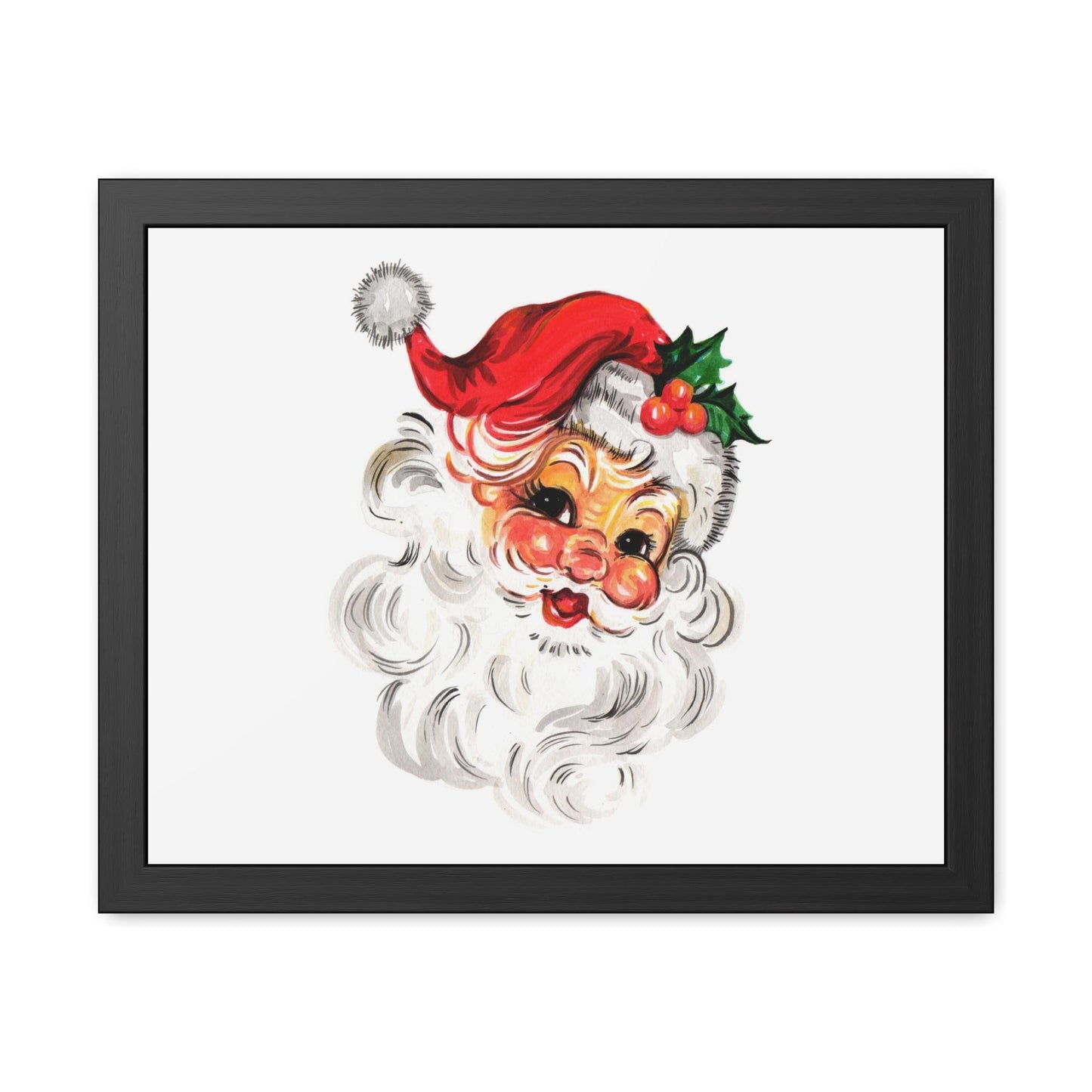 Retro Santa, Wall Art, Christmas Decor, Framed Posters