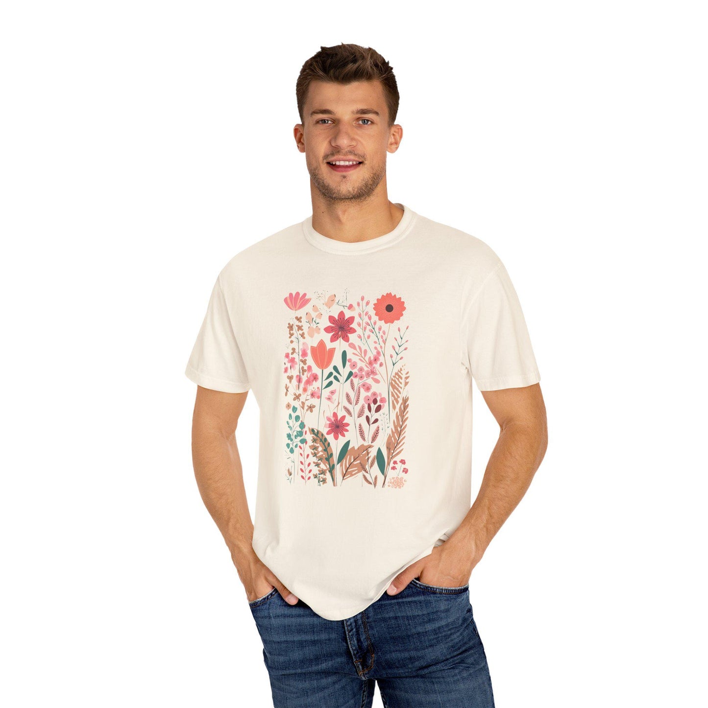 Pastel Wild flower Unisex Garment-Dyed T-shirt