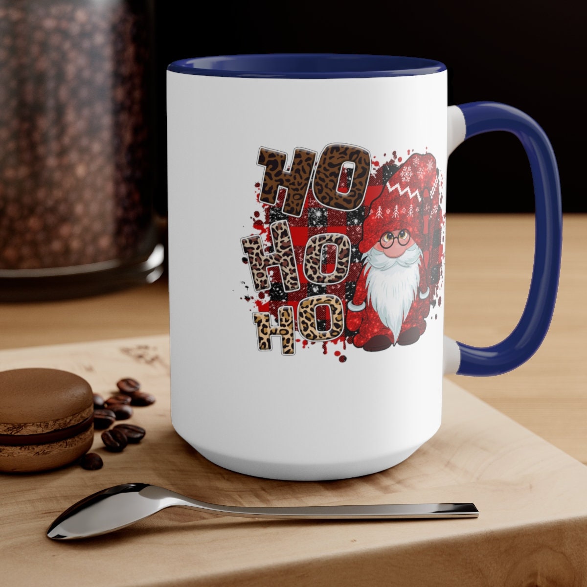 Christmas gnome ho ho ho Two-Tone Coffee Mugs, 15oz