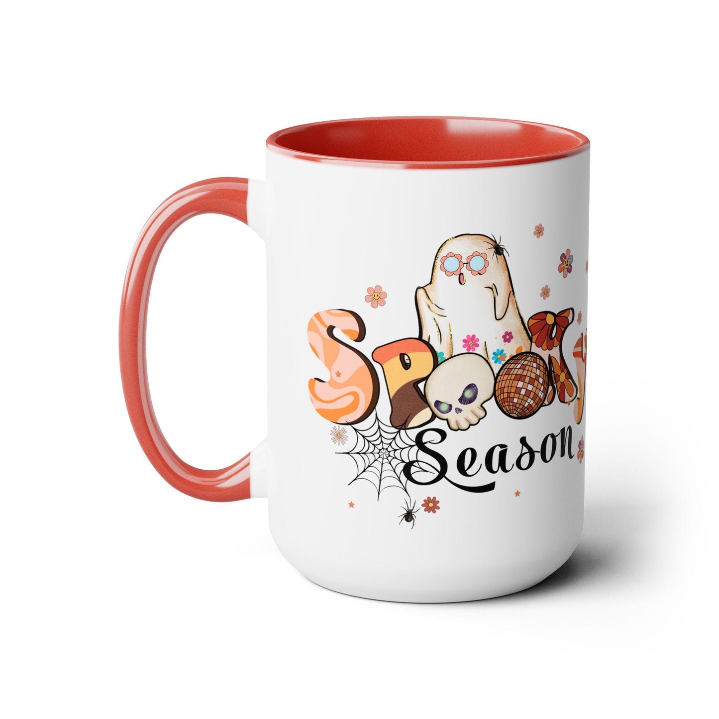 Spooky, Funny Ghost Two-Tone Coffee Mugs, 15oz