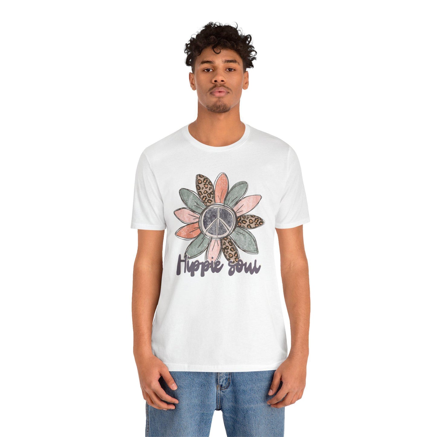 Peace sign, Flower, hippie, Unisex Jersey Short Sleeve Tee