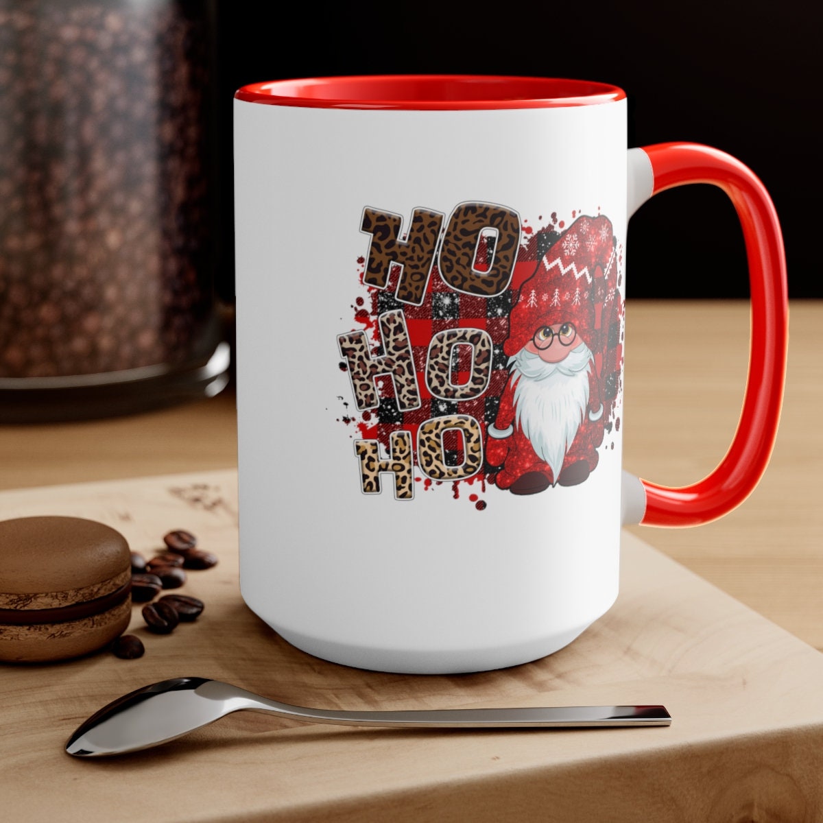 Christmas gnome ho ho ho Two-Tone Coffee Mugs, 15oz