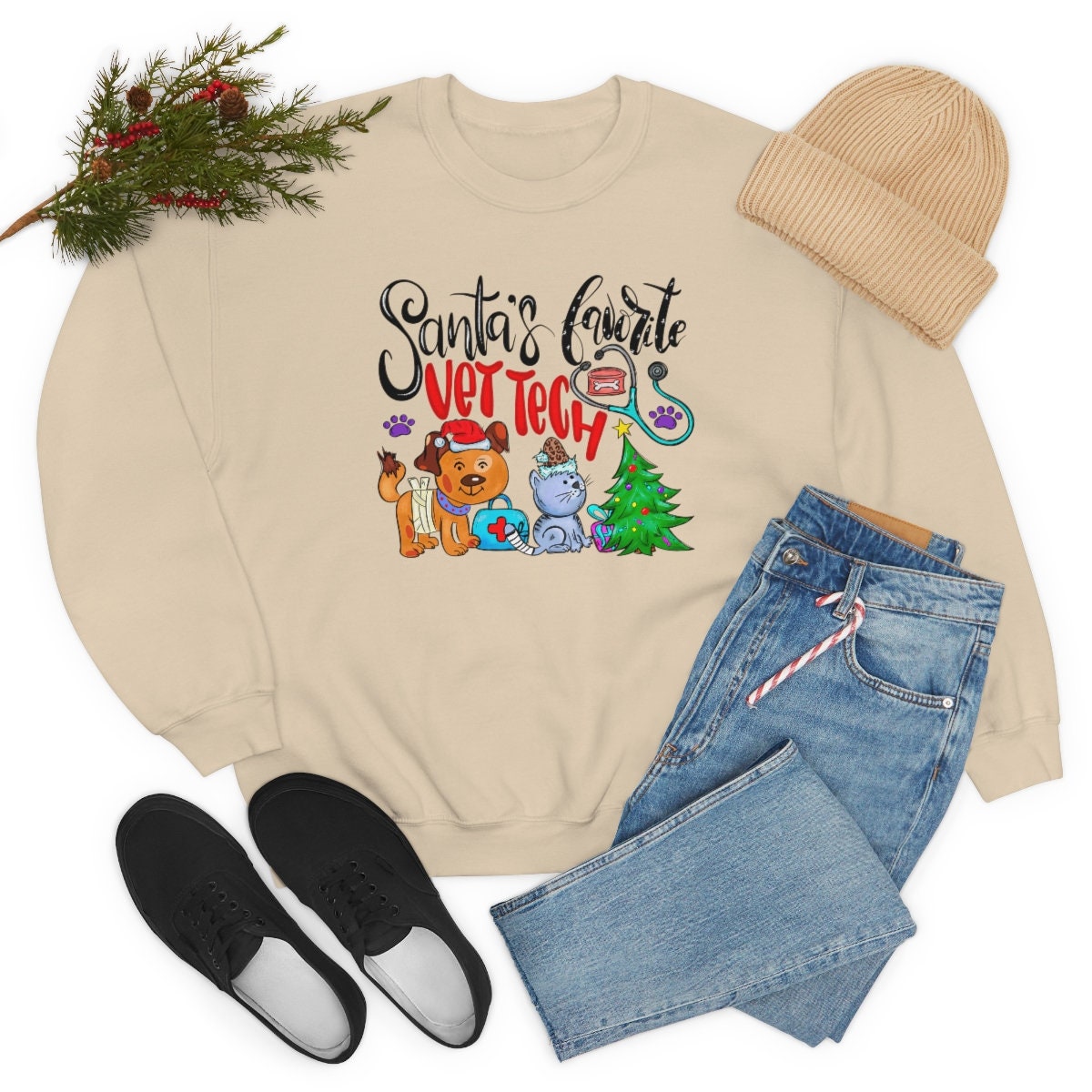 Santa's favorite Vet Tech Unisex Heavy Blend Crewneck Sweatshirt