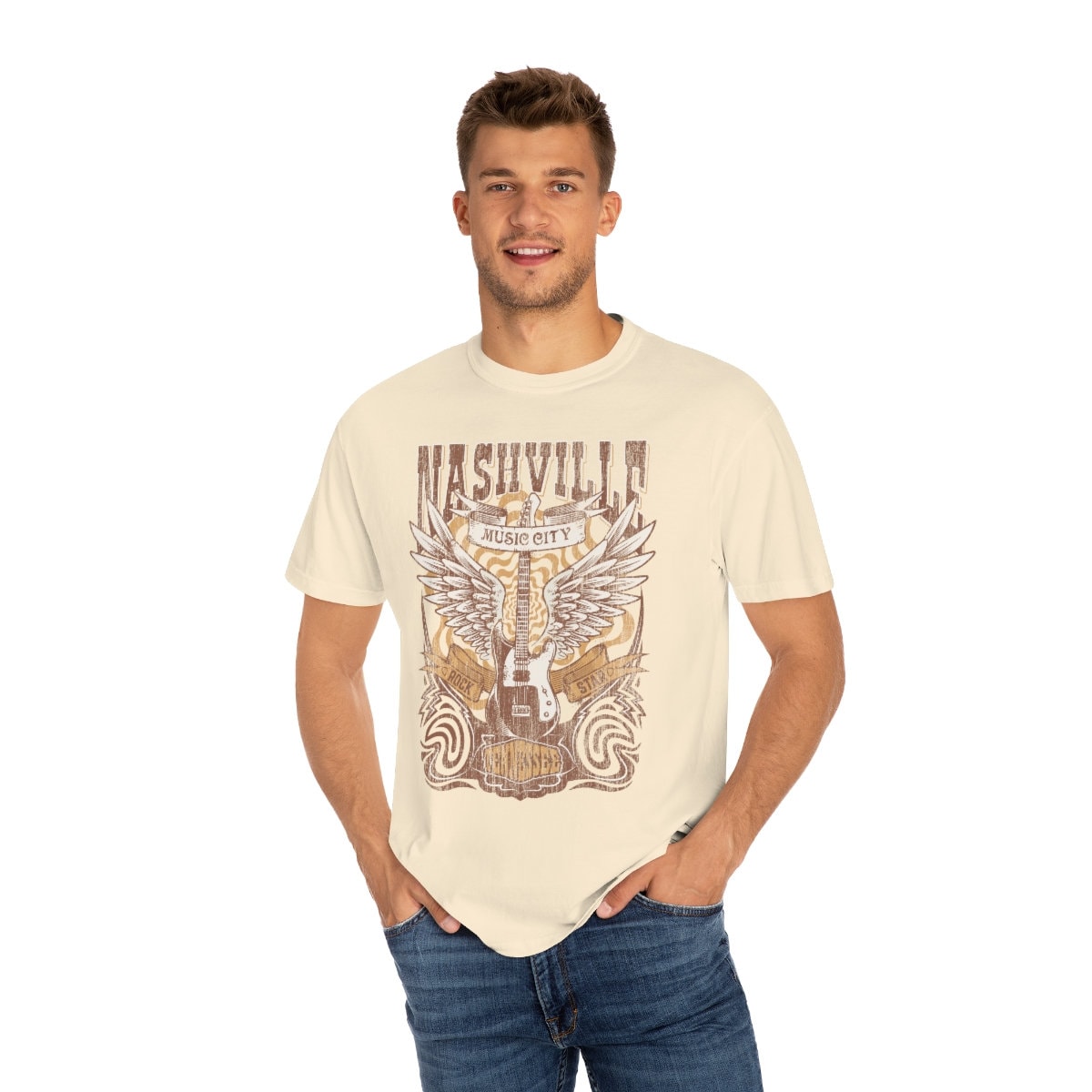 Retro Nashville Rock Unisex Garment-Dyed T-shirt
