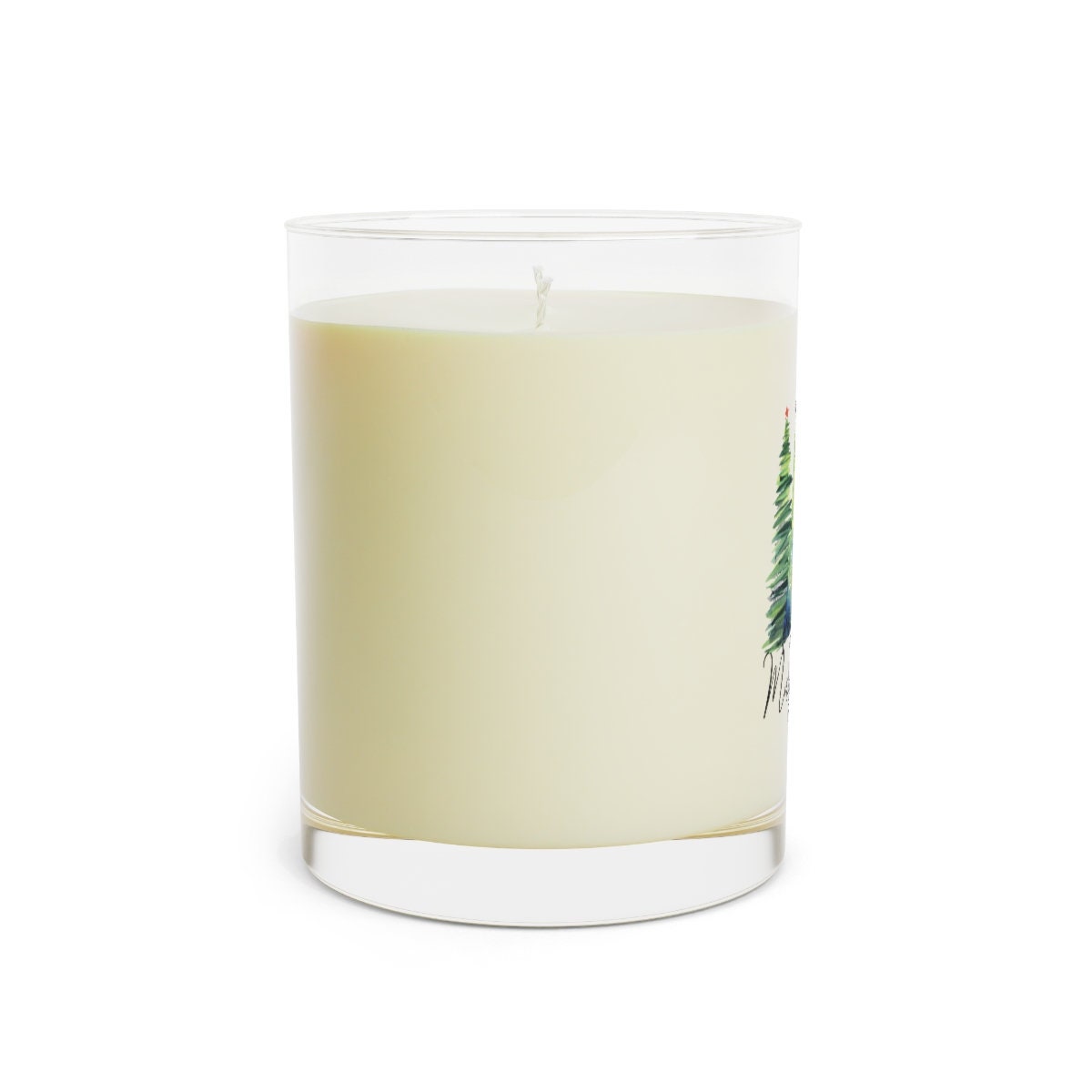 Scented Watercolor Christmas scene Candle - Full Glass, 11oz