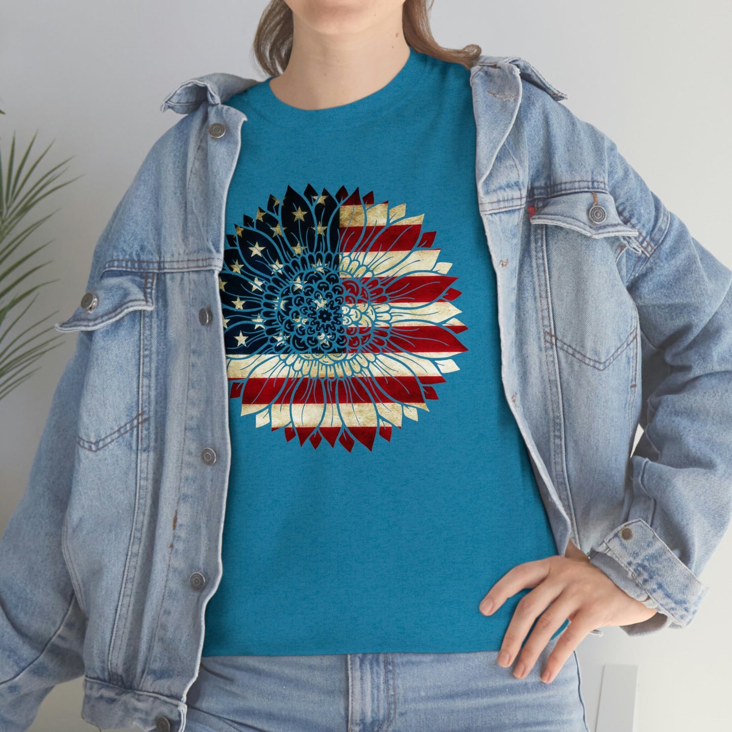 America Sunflower Shirt, USA Flag Flower T Shirt, Gift For American, 4th Of July Flag Graphic T-Shirt, Freedom TShirt, Independence Shirt