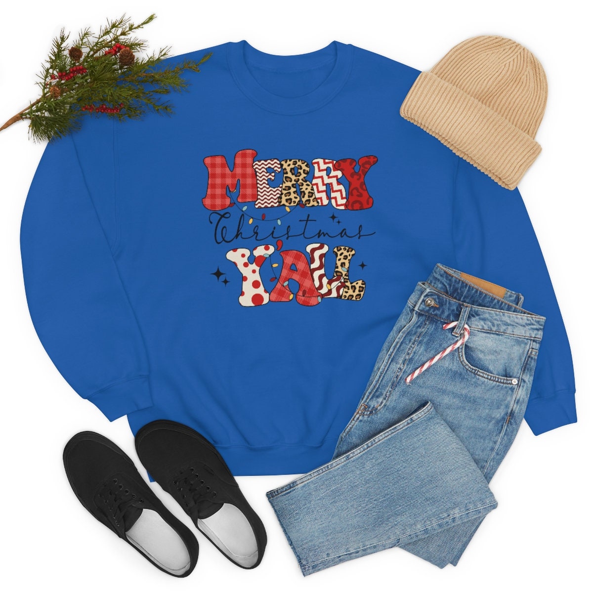 Merry Christmas Y’all Unisex Heavy Blend Crewneck Sweatshirt