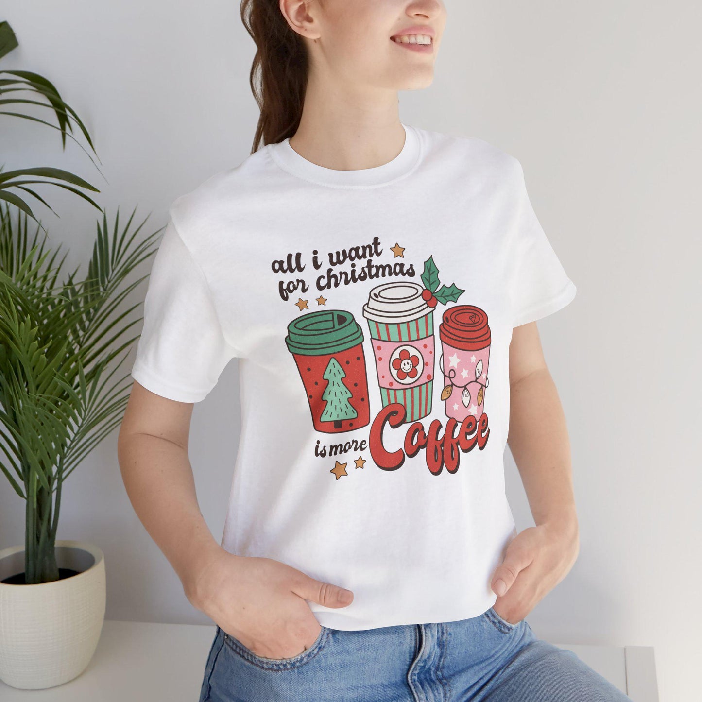 Christmas Coffee Graphic Tee, Unisex Jersey Short Sleeve