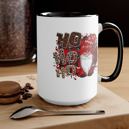 Christmas gnome ho ho ho Two-Tone Coffee Mugs, 15oz
