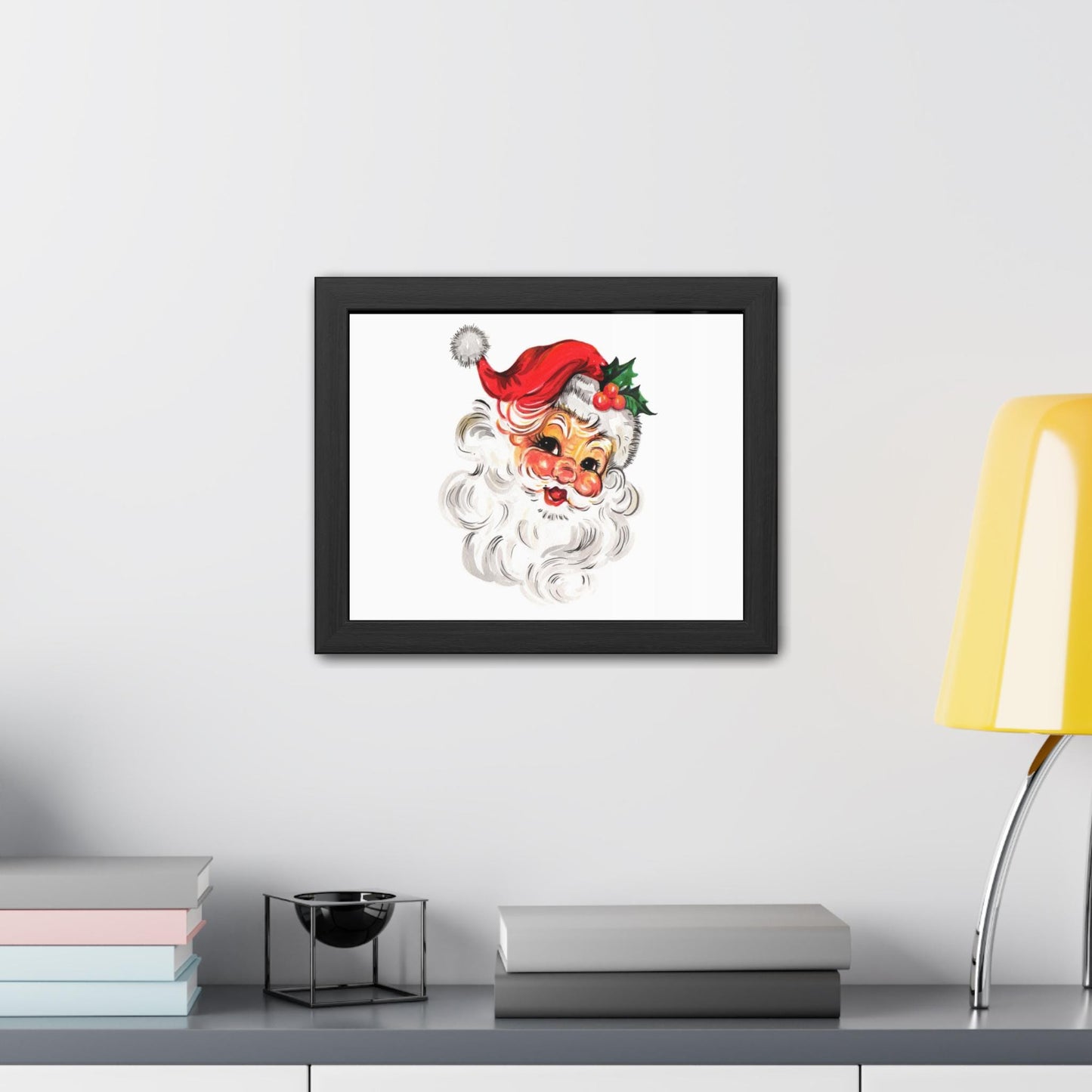 Retro Santa, Wall Art, Christmas Decor, Framed Posters