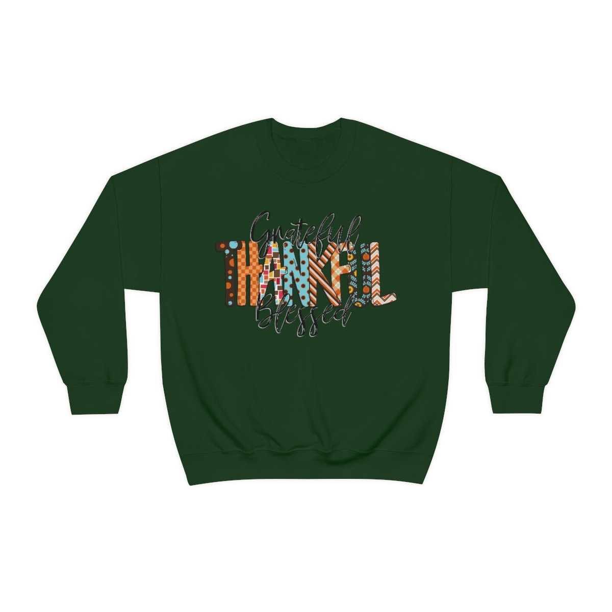 Grateful thankful and Blessed Thanksgiving Unisex Heavy Blend Crewneck Sweatshirt