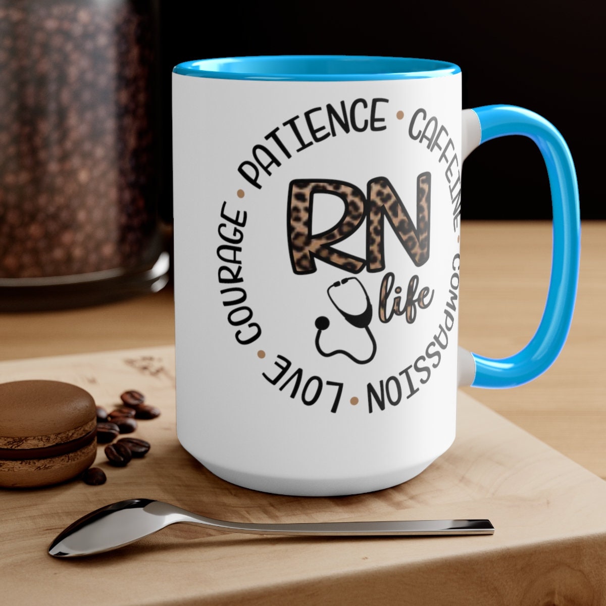 Animal Print RN, Nurses Two-Tone Coffee Mugs, 15oz