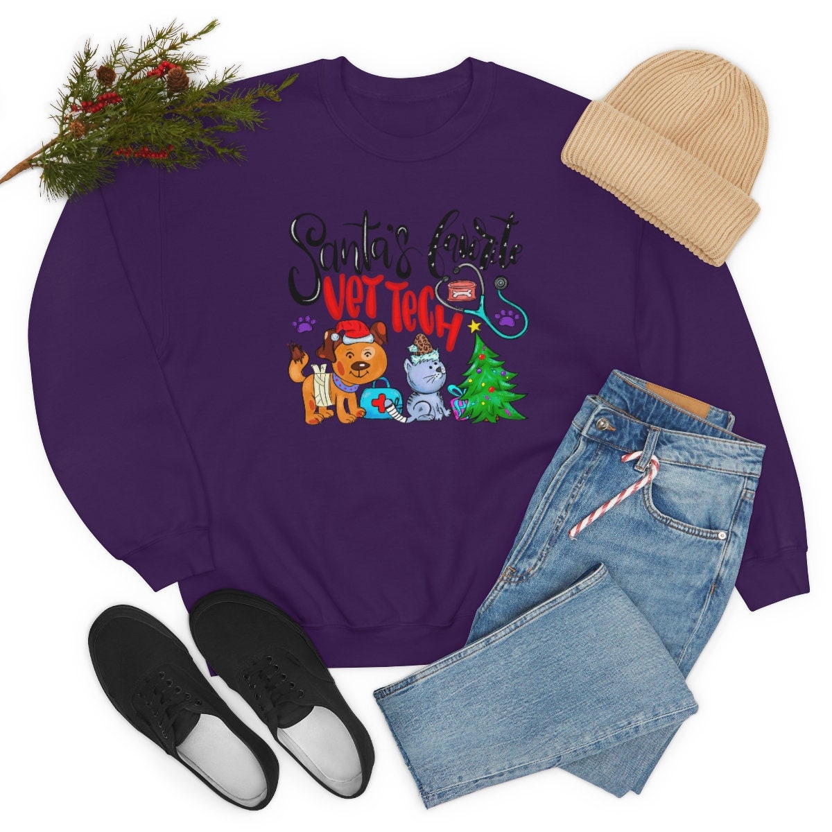 Santa's favorite Vet Tech Unisex Heavy Blend Crewneck Sweatshirt