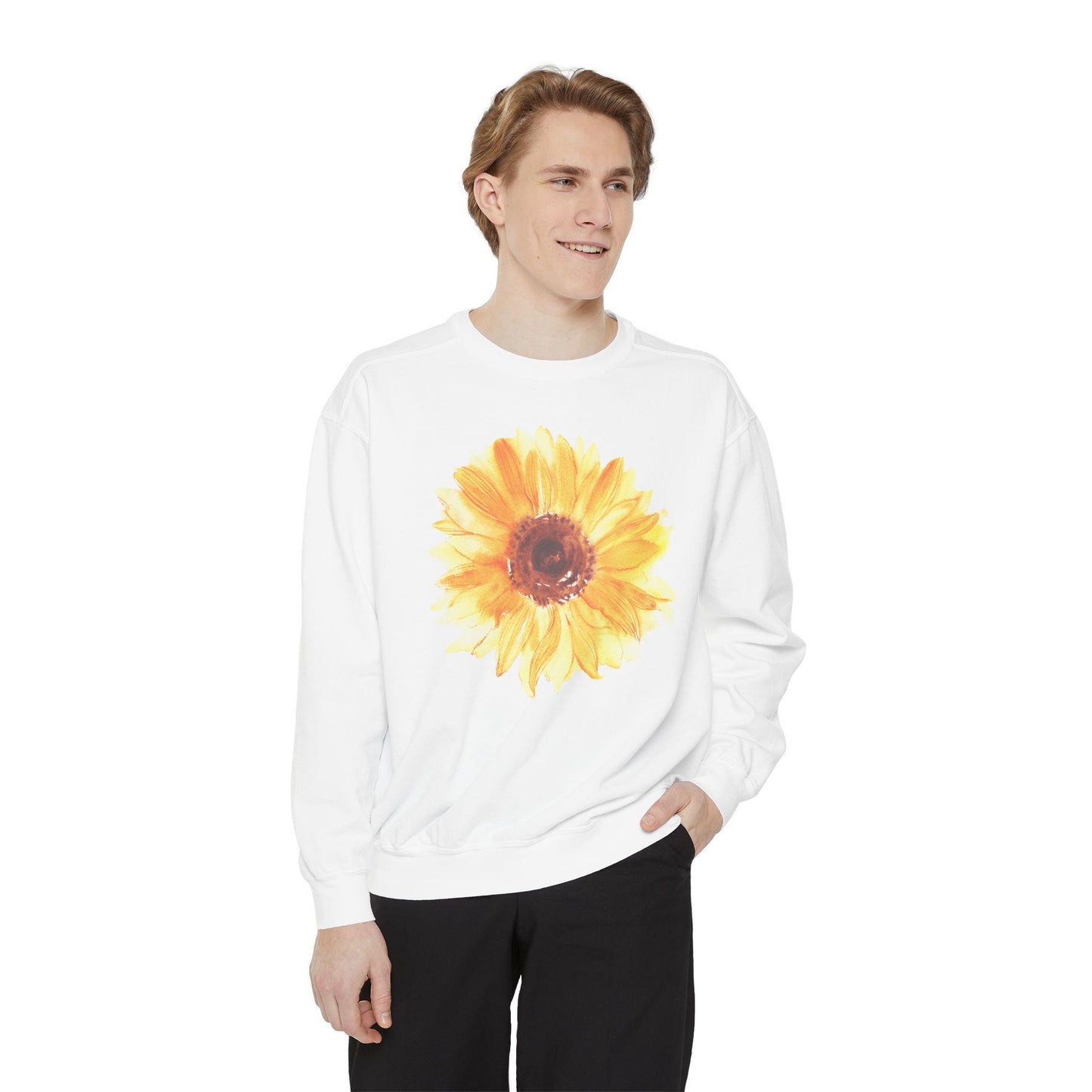 Watercolor Sunflower Sweatshirt: Floral Botanical Crewneck