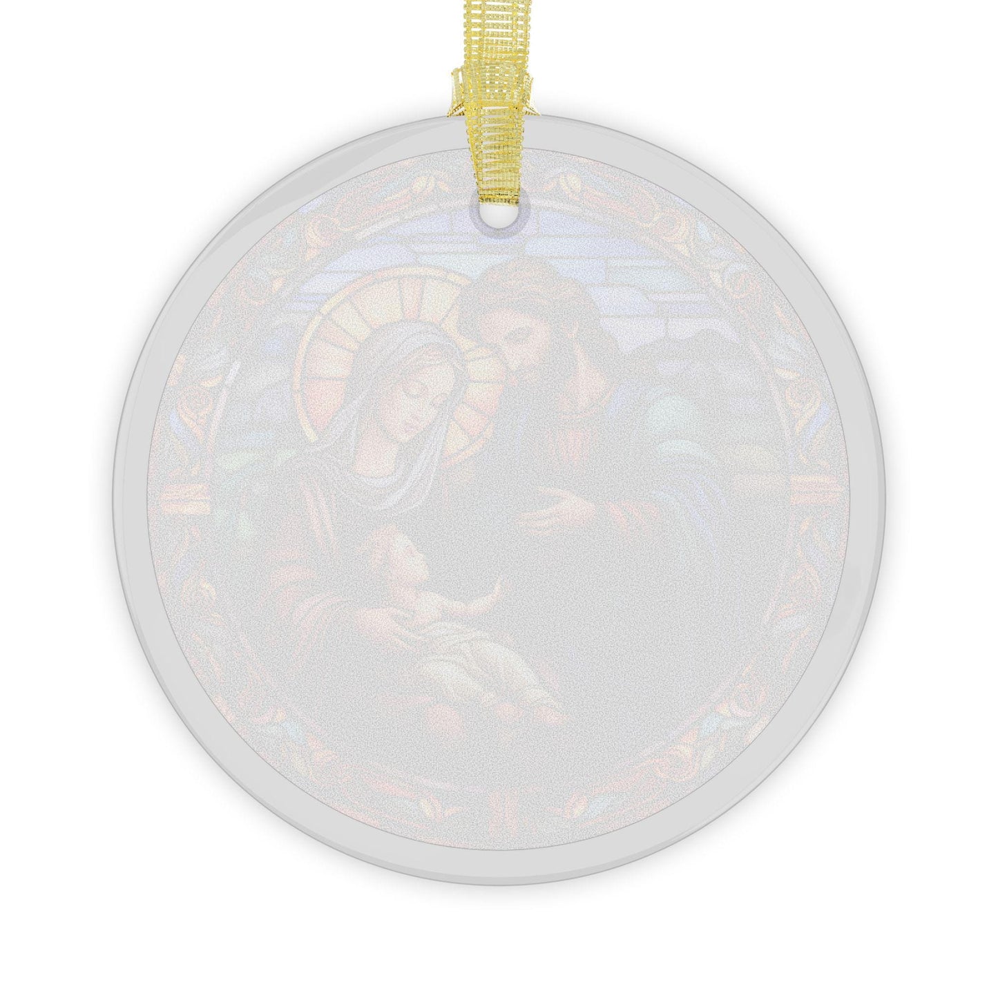 Jesus, Mary, Joseph Acrylic Suncatcher, Christmas Round Faux Stained Nativity Religious Ornament, Meaningful Christmas Glass Ornament