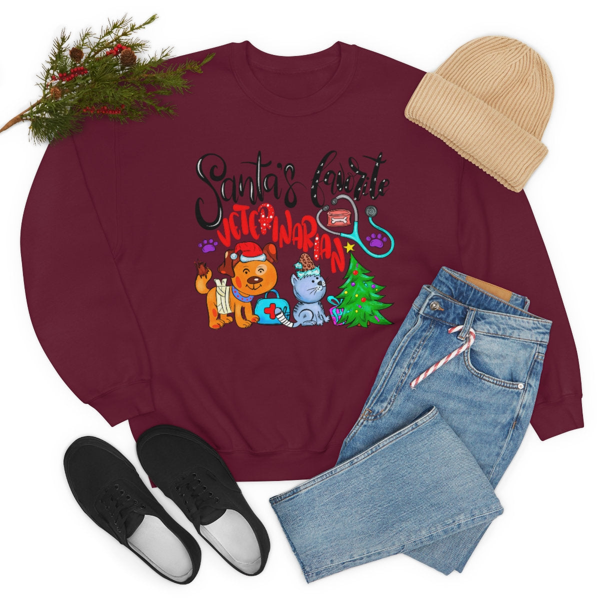 Santa's favorite Veterinarian Unisex Heavy Blend Crewneck Sweatshirt