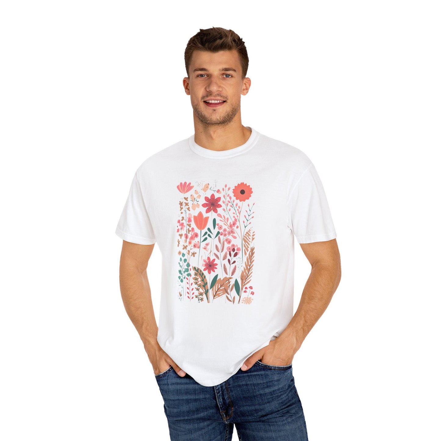 Pastel Wild flower Unisex Garment-Dyed T-shirt