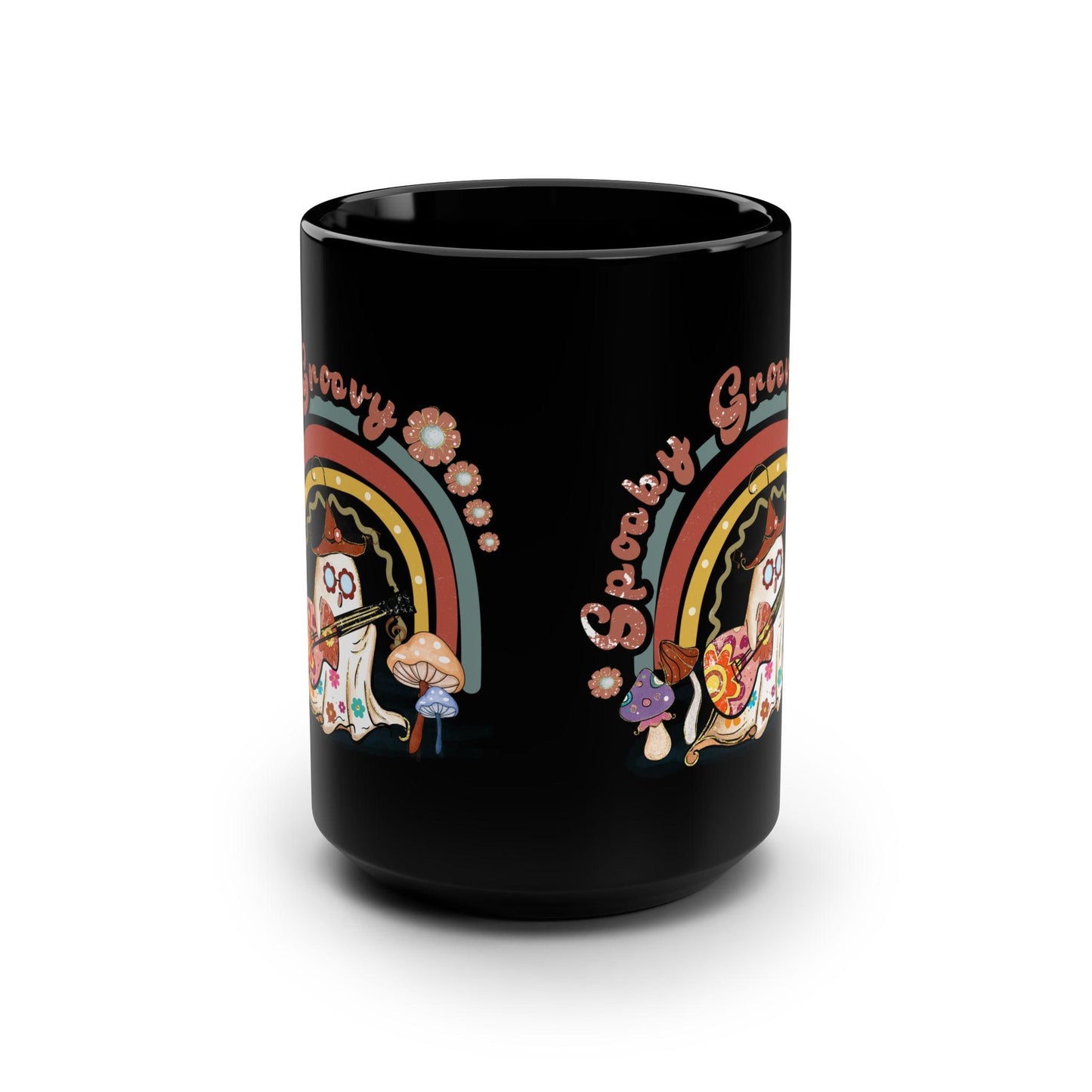 Cute, Houmous, Spooky Ghost, Black Mug, 15oz