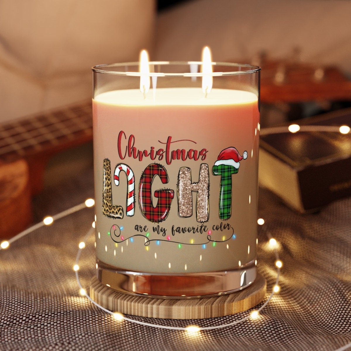 Christmas Lights Scented Candle - Full Glass, 11oz