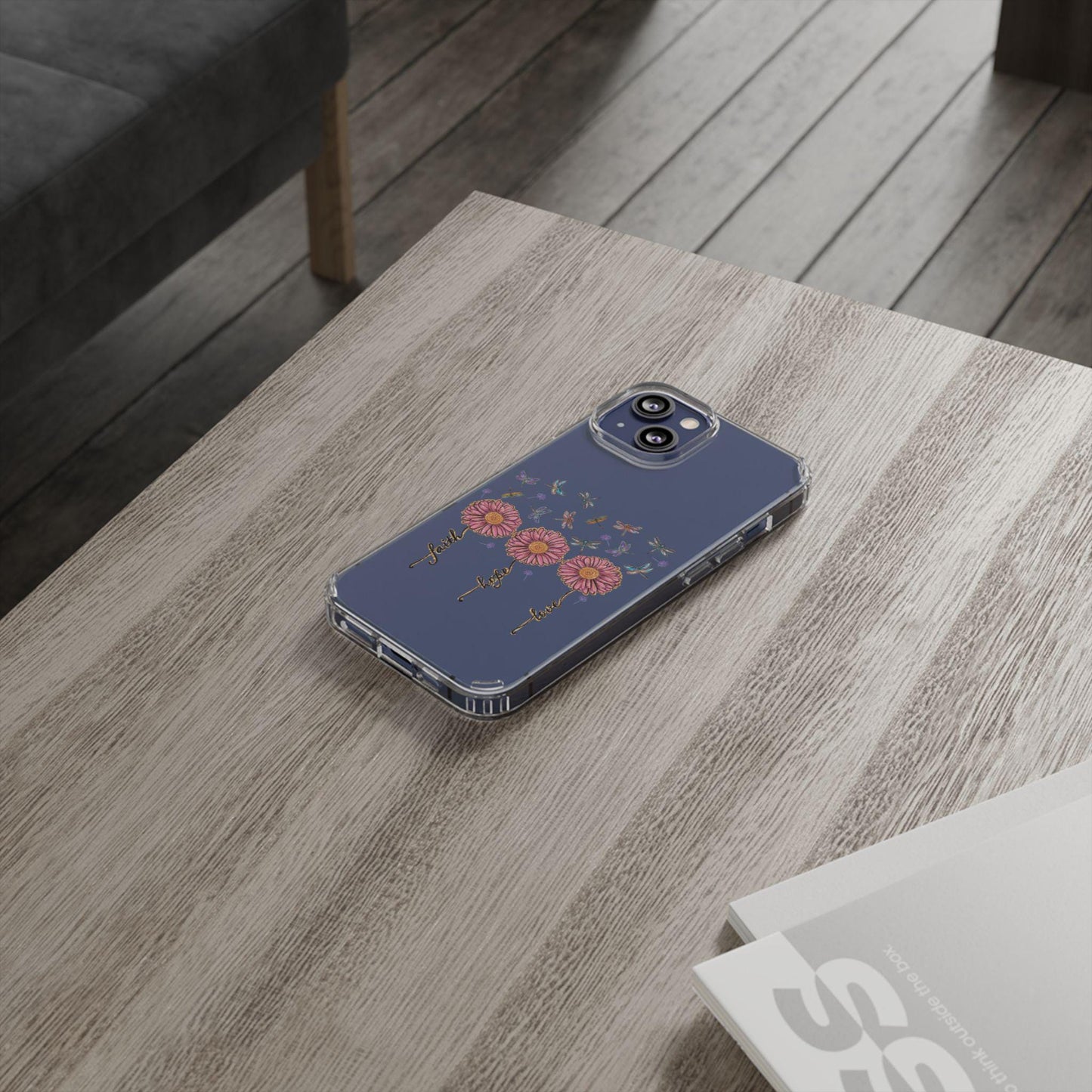 Dragonfly, Flower, Love Hope and Faith Clear Cases
