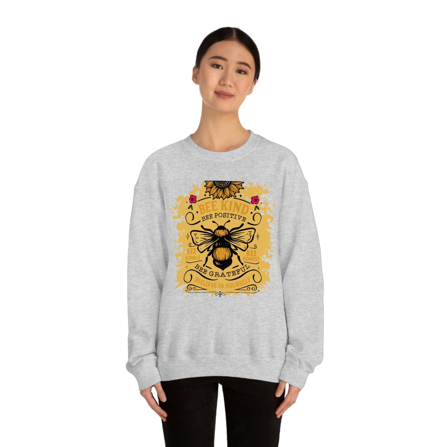Be Kind, Bumble Bee, Inspirational, Unisex Heavy Blend Crewneck Sweatshirt