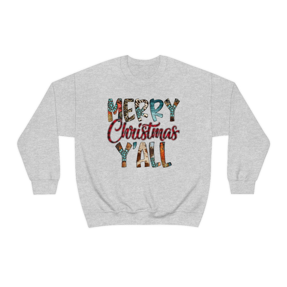 Merry Christmas Yall, Western, Cowboy, Unisex Heavy Blend Crewneck Sweatshirt