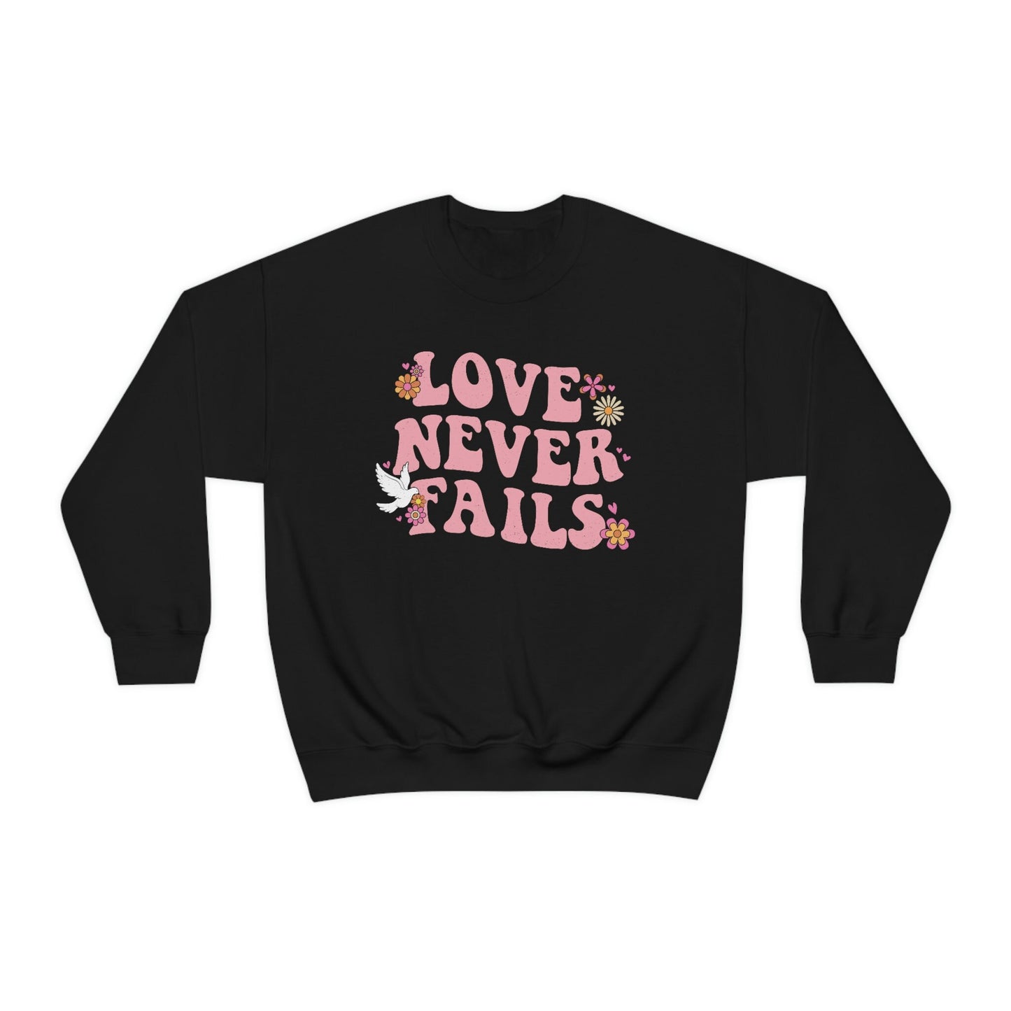 Valentines, Love, Love Never Fails, Unisex Heavy Blend Crewneck Sweatshirt