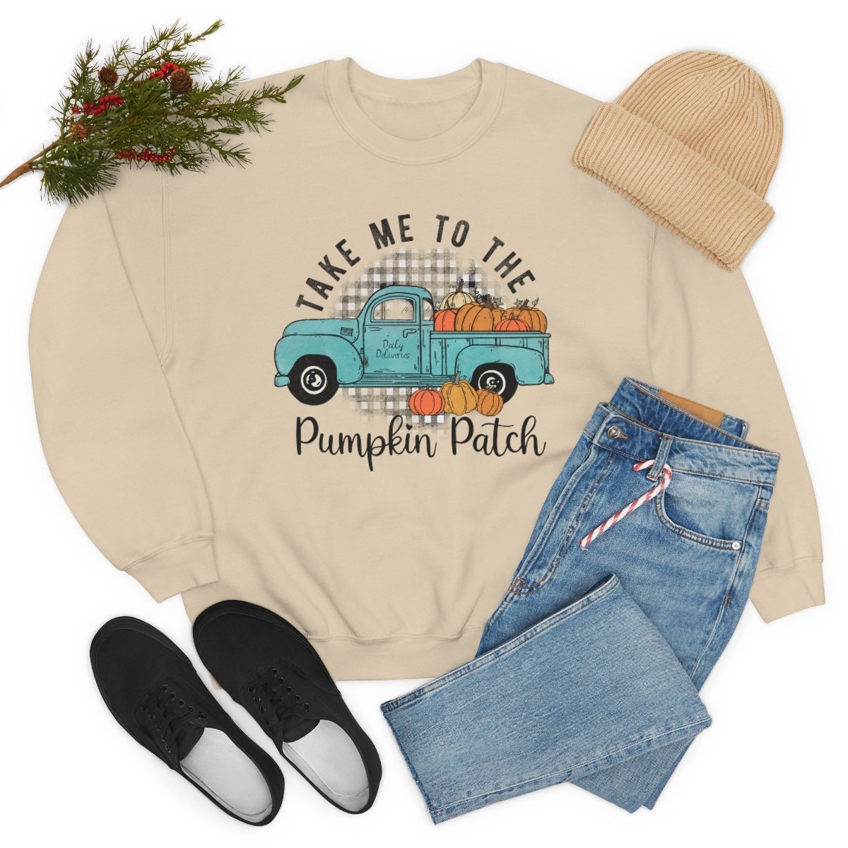 Take me to the pumpkin patch truck Unisex Heavy Blend Crewneck Sweatshirt