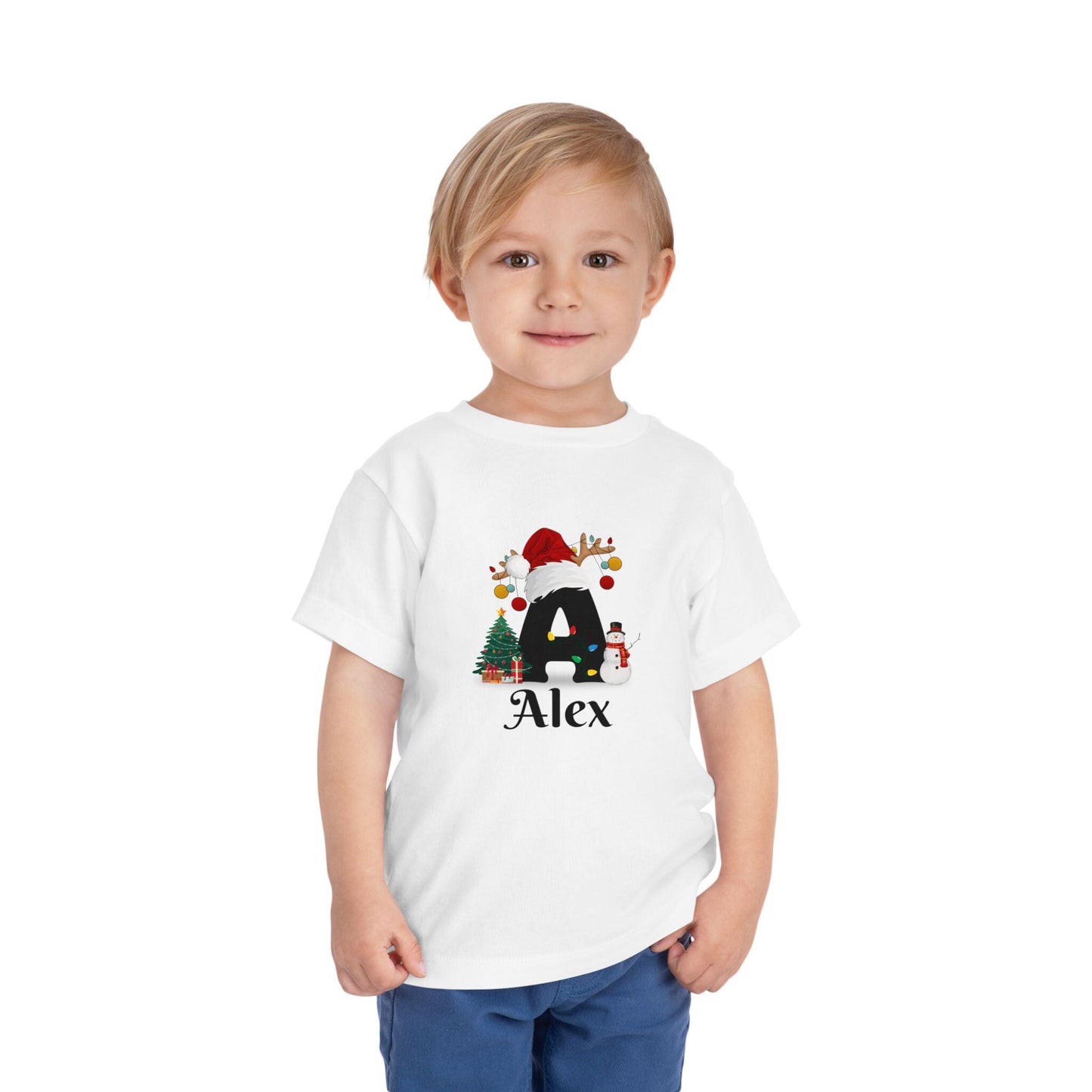 Personalized Christmas Initial Toddler Tee