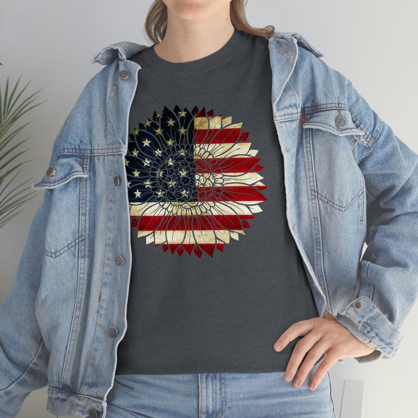 America Sunflower Shirt, USA Flag Flower T Shirt, Gift For American, 4th Of July Flag Graphic T-Shirt, Freedom TShirt, Independence Shirt