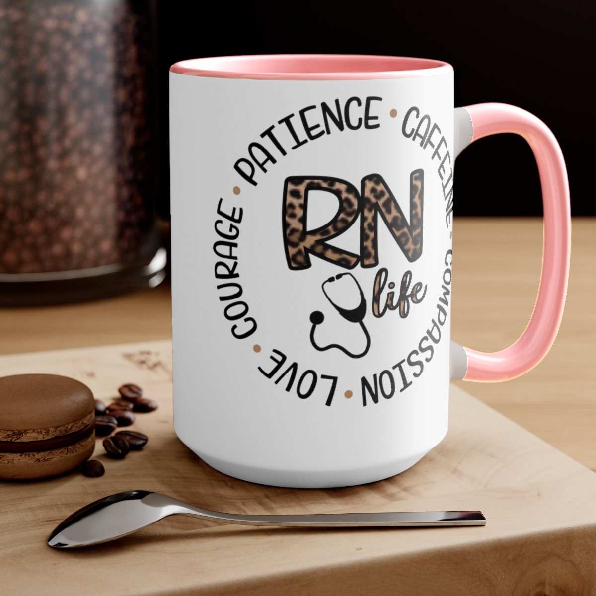 Animal Print RN, Nurses Two-Tone Coffee Mugs, 15oz