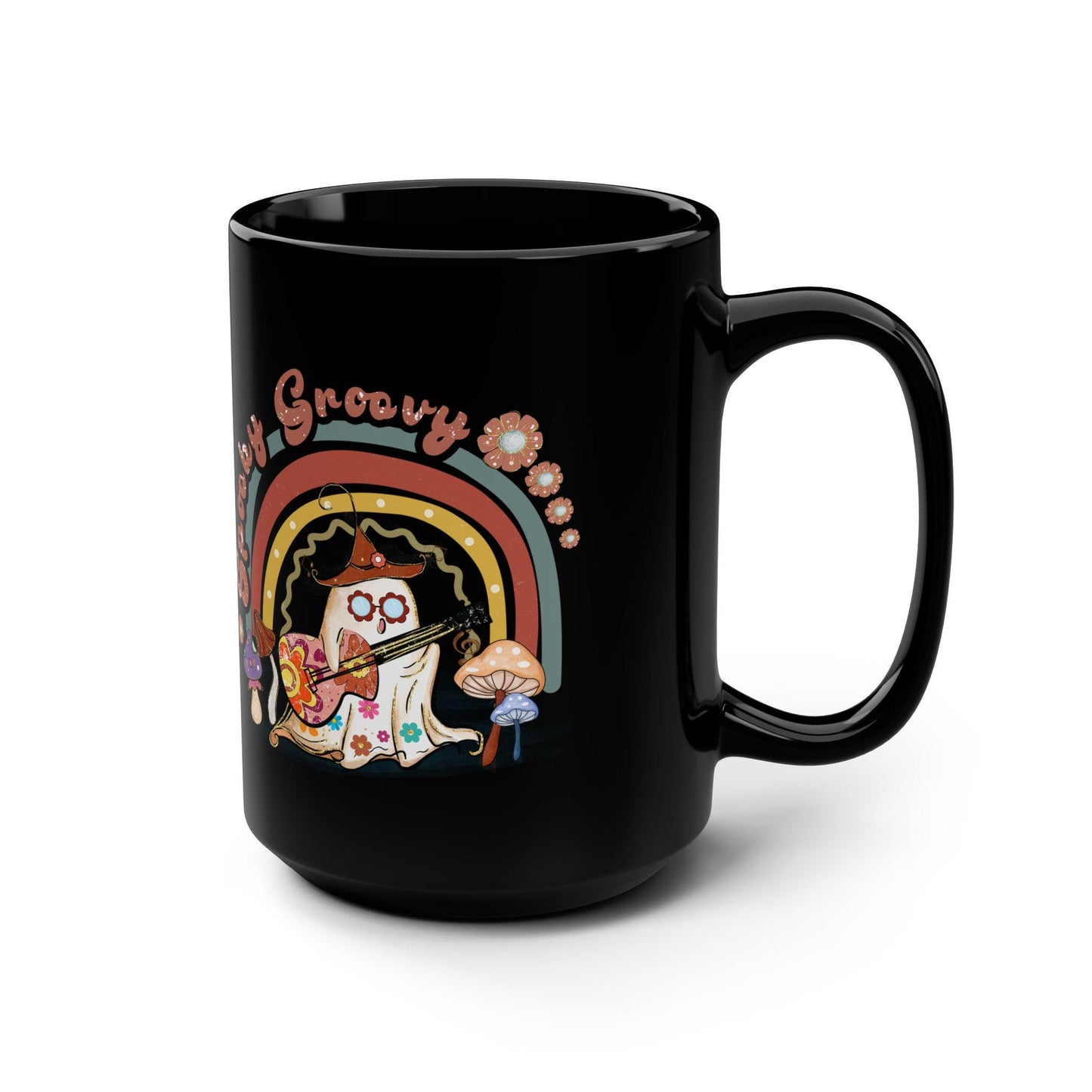 Cute, Houmous, Spooky Ghost, Black Mug, 15oz