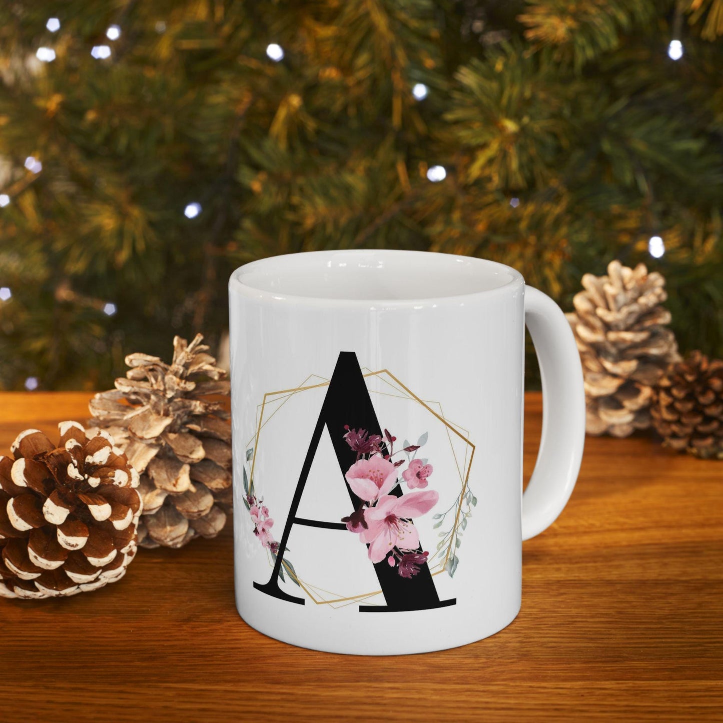Monogram Mug, Personalized Mug, Initial Mug, Coffee Mug with Flowers, Butterfly Mug, Flower Monogram, Floral Letter Mug, Monogram cup, 11oz