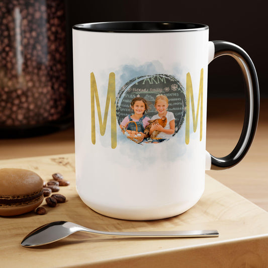 Personalized Mom mug, Birthday gift, Christmas gift, Two-Tone Coffee Mugs, 15oz