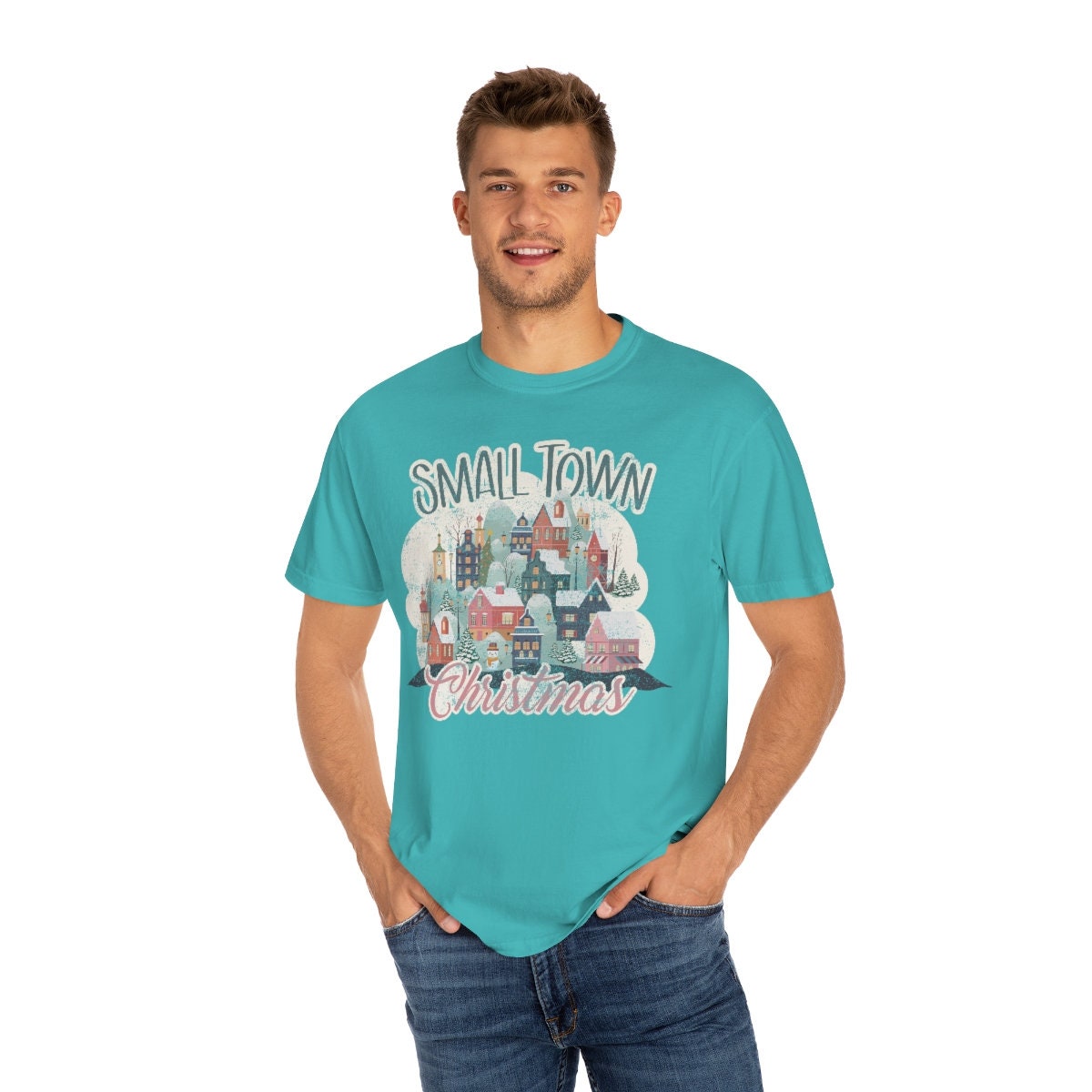 Retro, Smalltown Christmas Unisex Garment-Dyed T-shirt