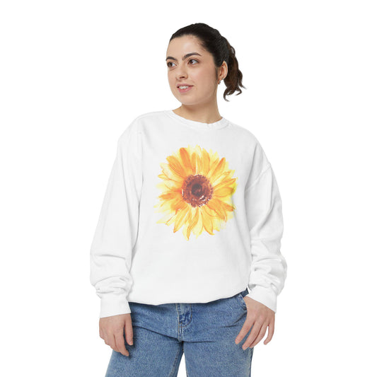 Watercolor Sunflower Sweatshirt: Floral Botanical Crewneck