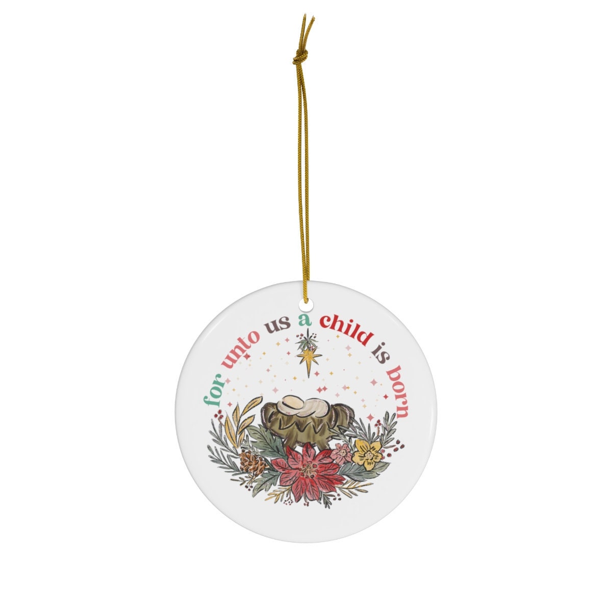 Manger Christmas Scene Ceramic Ornament