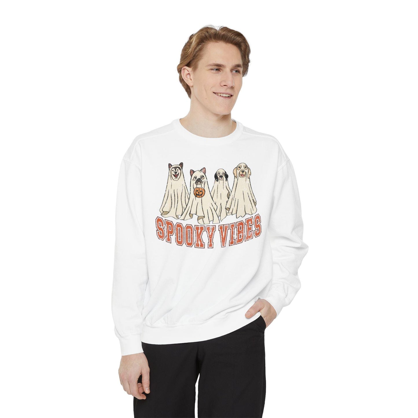 Comfort Colors Ghost Dog Halloween Sweatshirt, Spooky Season