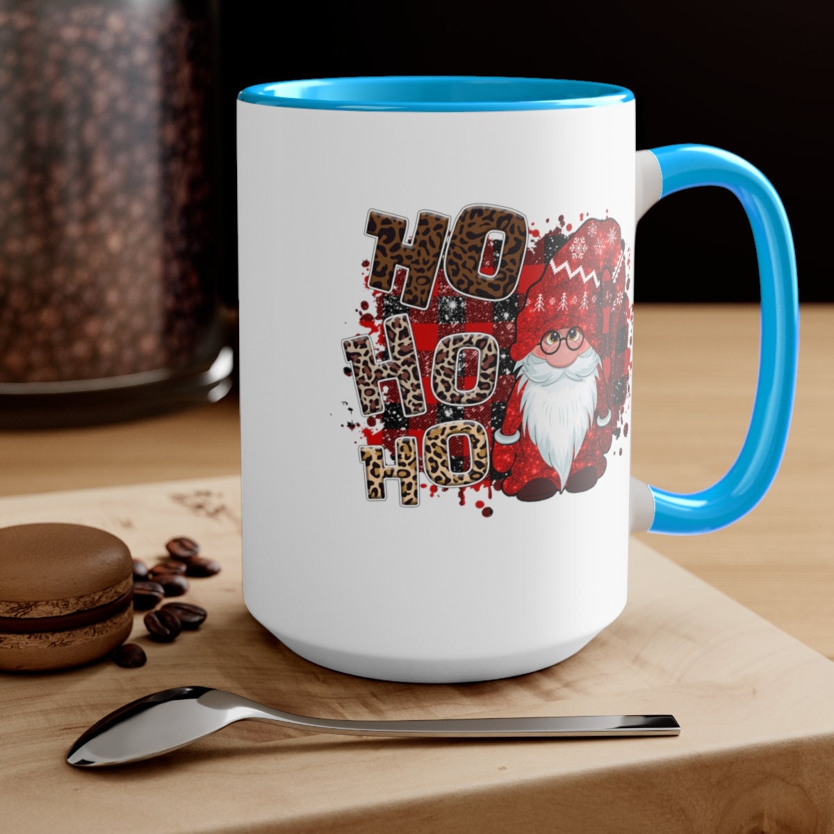 Christmas gnome ho ho ho Two-Tone Coffee Mugs, 15oz