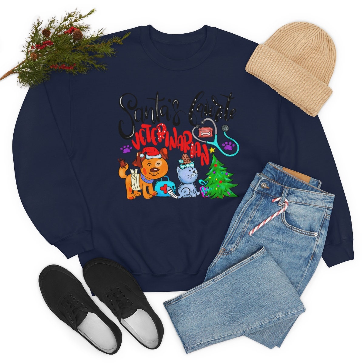 Santa's favorite Veterinarian Unisex Heavy Blend Crewneck Sweatshirt