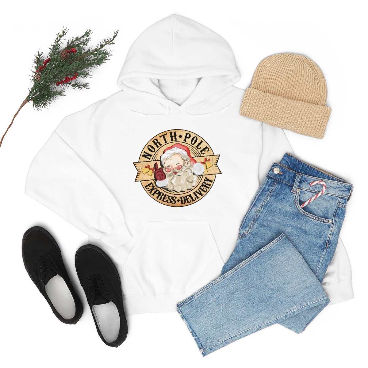 Retro, Old World Santa Unisex Heavy Blend Hooded Sweatshirt