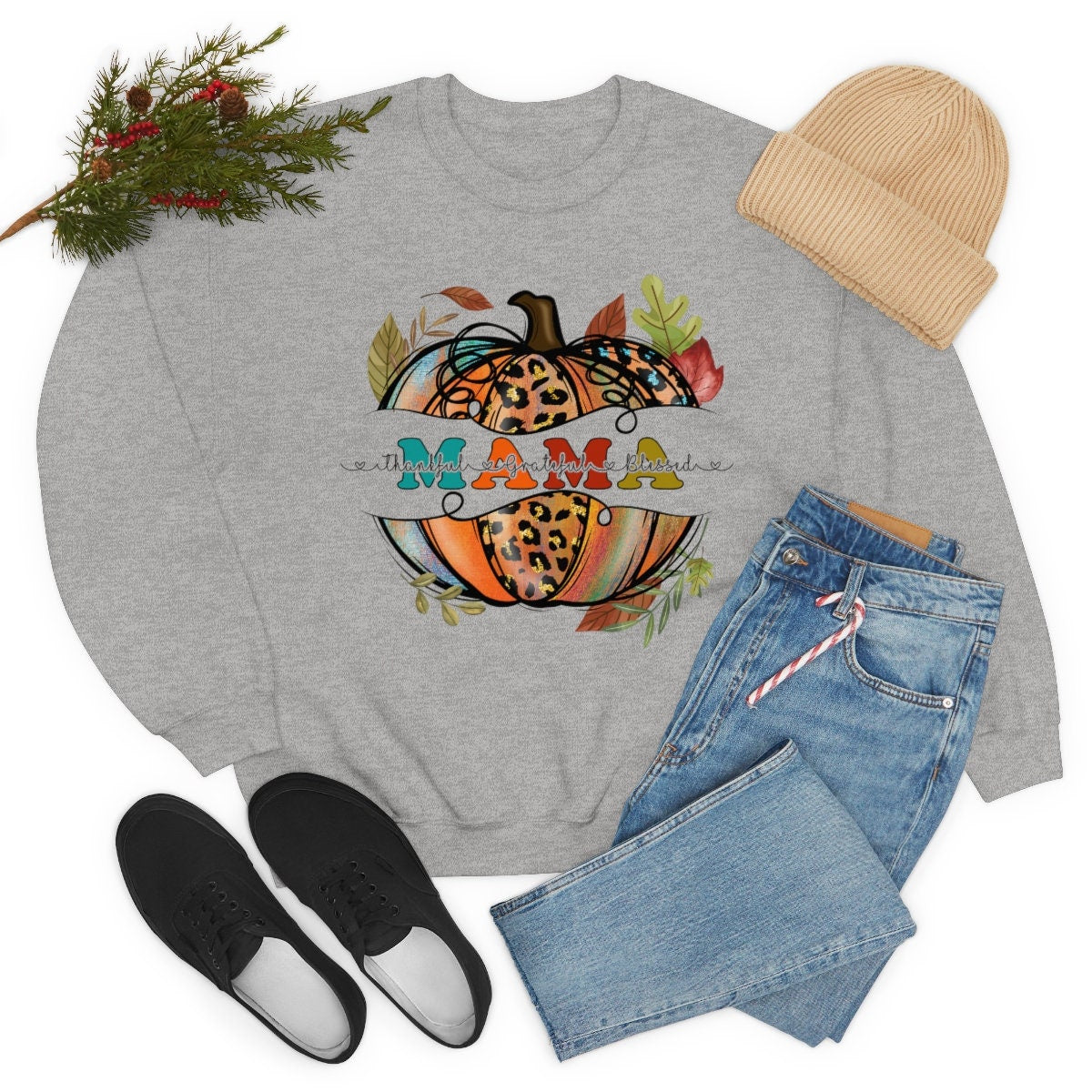 Mama, Thanksgiving Unisex Heavy Blend Crewneck Sweatshirt