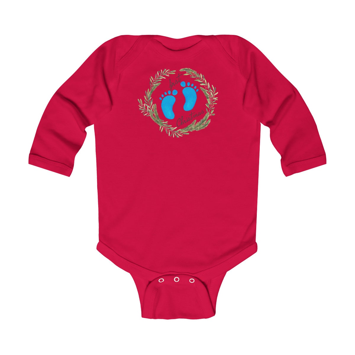 Personalized First Christmas footprint 2022 Infant Long Sleeve Bodysuit