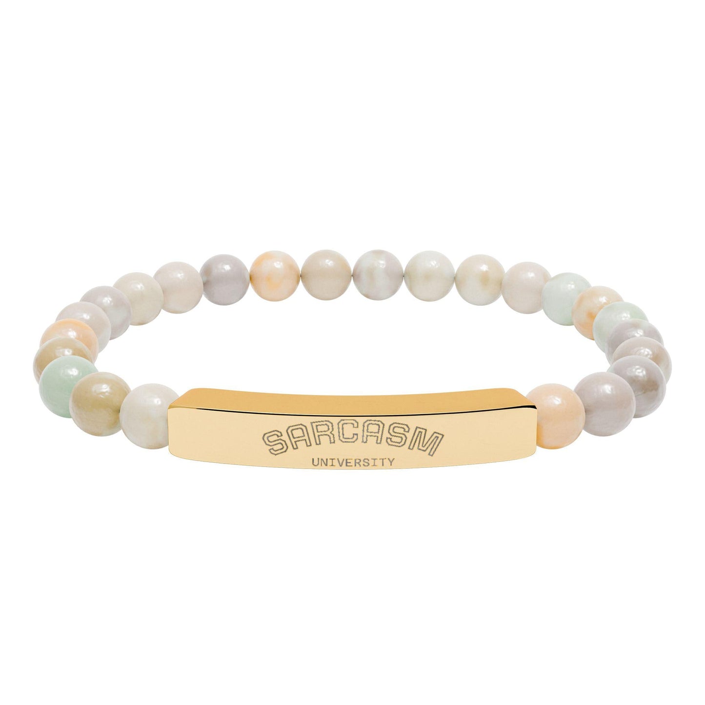 Personalized, Engravable Natural Stone Bar Bracelet | Stretch Beaded Bracelet